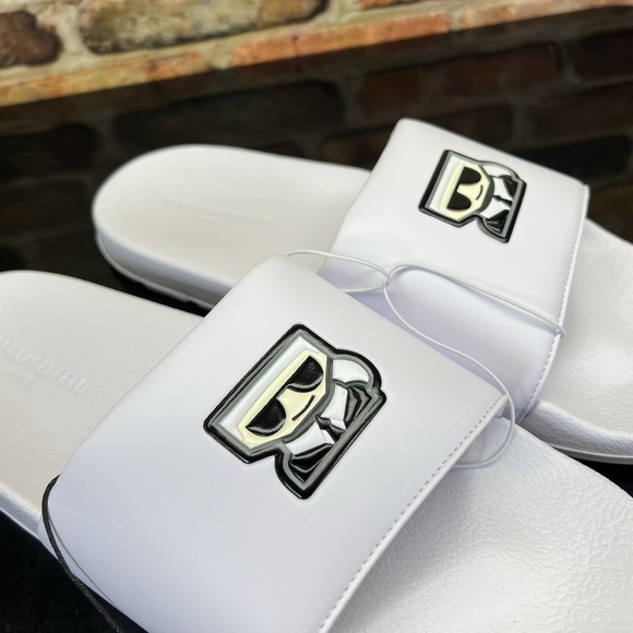 KARL LAGERFELD Paris Mens Size 11 Slip On Slides White Sandals - Picture 6 of 8